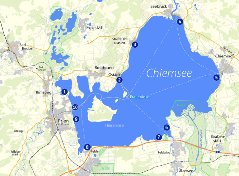 Badeplätze Strände Prien am Chiemsee Oberbayern